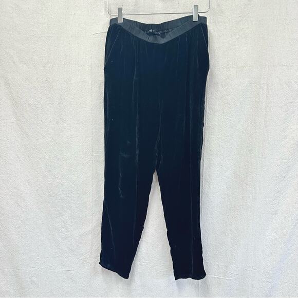 Eileen Fisher Black Crushed Velvet Tapered Ankle Pants Size Small Rayon/Silk - Picture 7 of 14